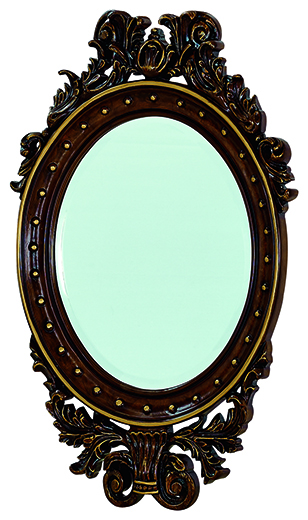 Oval hand made mirror with floral design