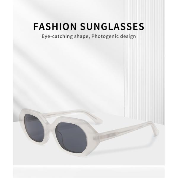 Polygonal frame Round Acetate Sunglasses Oval Lens Geometric Fashion