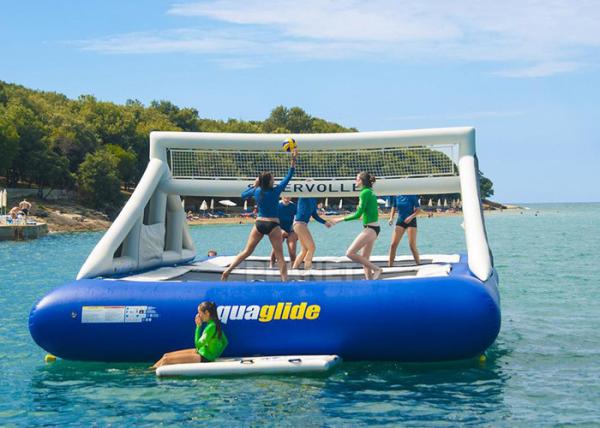 Blue 9m Inflatable Water Games Floating Beach Volleyball Court