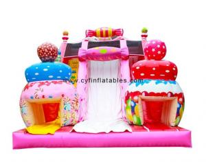 Candy Themed Pink Dry Inflatable Slip Slide For Amusement Park Customized Size