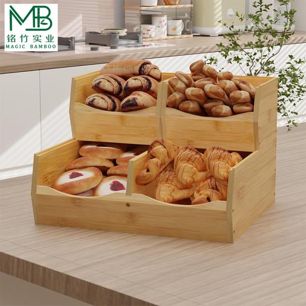 4-piece Bamboo Multi-layer Vegetable Storage Box For Kitchen