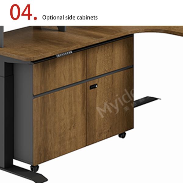 L-shaped Electric Lifting Table With Movable Sub Cabinet Storage Space, Main Desk With Cable Collection System, Office Desk