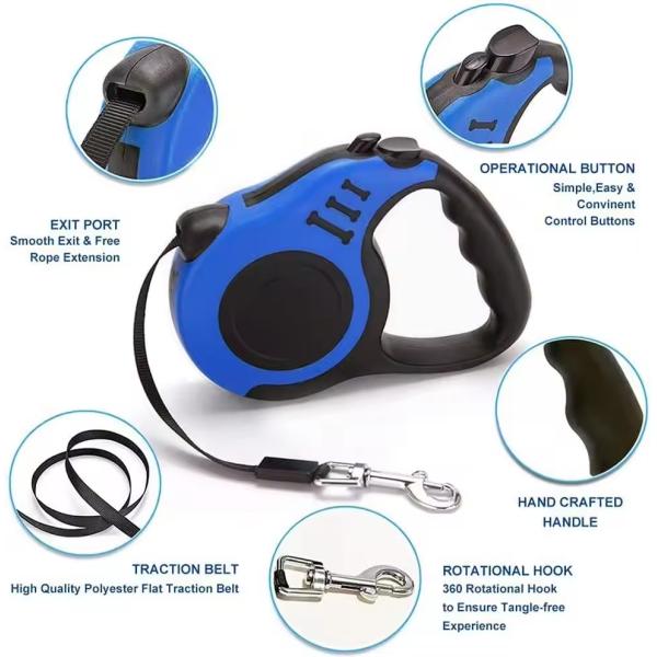 Personalized Retractable Dog Leads Nylon Extendable Dog Leashes For Dog Vest Leash