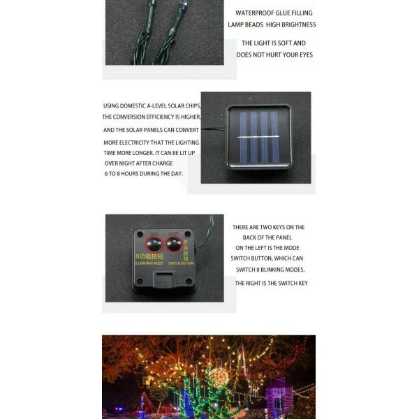 72ft Outdoor Solar String Lights 300MA Reelable With 200 Lamp Beads