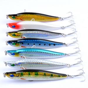 Wholesale 7 Colors 9/.5CM/17G 6#*2Hooks Sea River Long Shot Plastic Hard Bait Sinking Pencil Fishing Lure from china suppliers