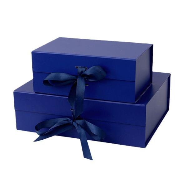 Recycled Paper Ribbon Tie Magnetic Gift Boxes With Matte Finish Packaging Boxes