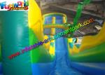 Customized Waterproof Outdoor Inflatable Water Slides With Pool in Green Blue