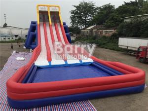 Wholesale Four Lanes Giant Inflatable Slide / PVC Water Slide With Big Pool For Adults from china suppliers