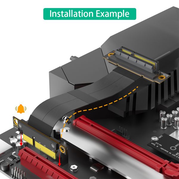 270 Degree Reverse Slot PCI-E Extension Cable with High Speed PCI-E 1X Support and Flexible Axial Cable