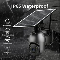 China Black Weatherproof Solar SIM Card Camera , Outdoor PTZ Solar Camera 4G for sale
