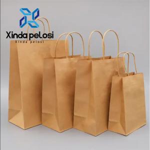 Wholesale Brown Kraft Paper Bag With Handle Food Packing Bag Biodegradable Machines Making from china suppliers