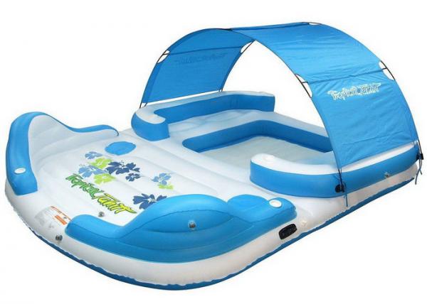 Quality Huge Lake Funny Inflatable Water Toys 4 / 6 / 8 Person Floating Blow Up Island Customized for sale