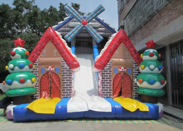 Quality New 2019 Christmas inflatable slide big Xmas inflatable slide inflatable windmill snowman high slide for sale