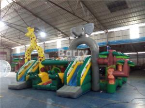 Wholesale 0.55mm PVC Inflatable Amusement Park Bouncer Slide Playground Jungle Animal Theme from china suppliers