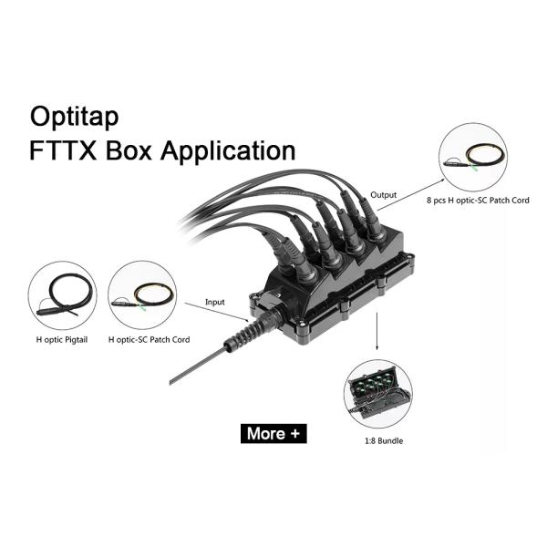 1x8 Splitter OptiTap Connector Drop Cable Dielectric / Tonable Cable MST Box, 8 Port OptiTap Joint Closure