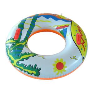 China Inflatable water swim ring with two handle,customized cartoon printing colors on sale