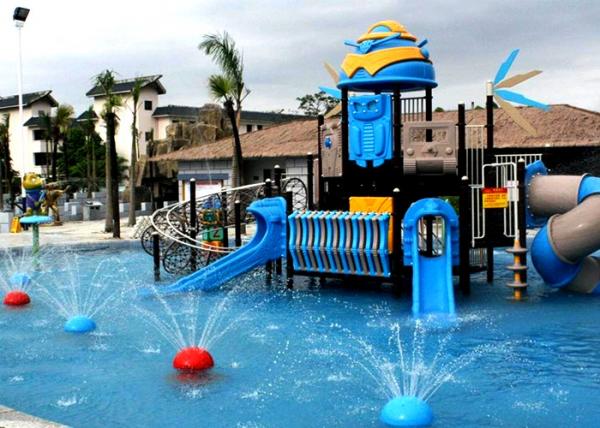 OEM Fiberglass Water Park Construction , Kids Water Playground Equipment System