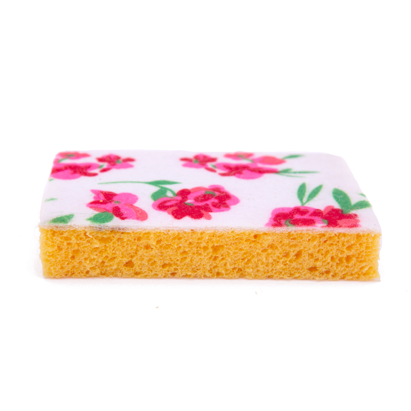 Printed Cellulose Cleaning Sponge Natural Material For Kitchen Bath Use