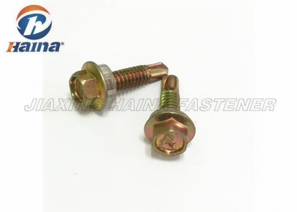 Quality DIN 7504 Hex Head  Yellow Zinc Plated Self Drilling Screws and EPDM Washer for sale