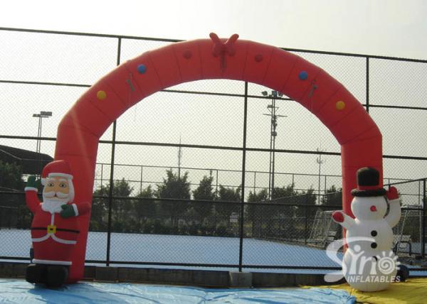 Quality Outdoor 8x4m advertising Inflatable Christmas arch with Santa Claus N Snowman attached for sale
