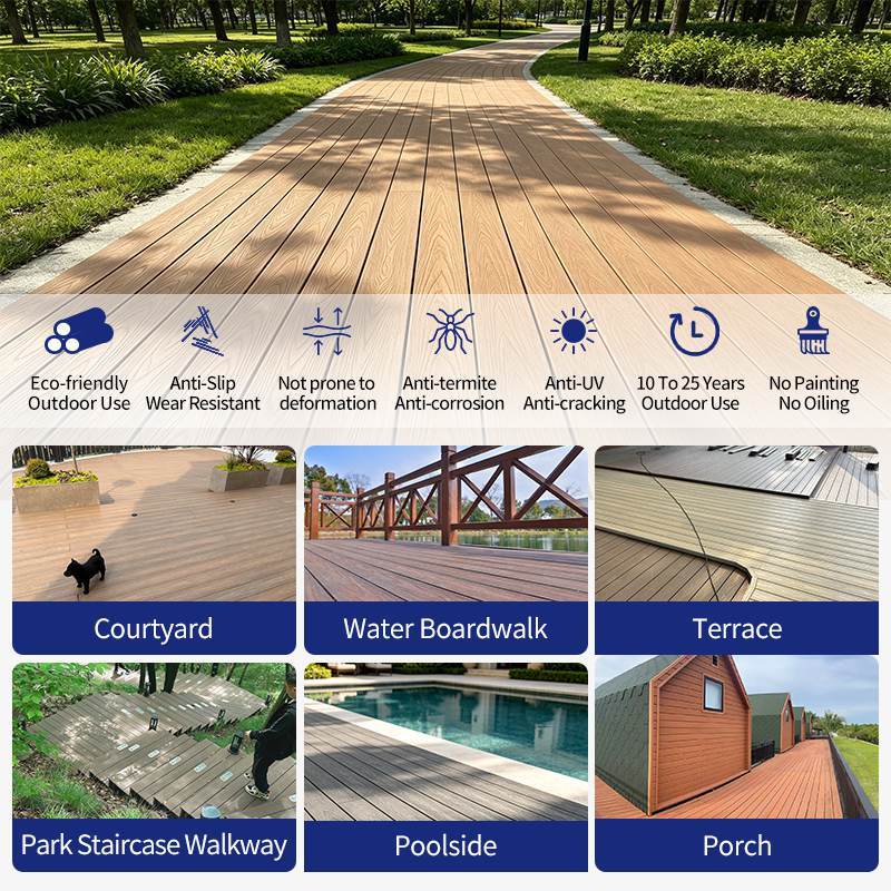 139*20mm Anti-Slip Waterproof WPC Decking Composite Deck Boards for Outdoor Use