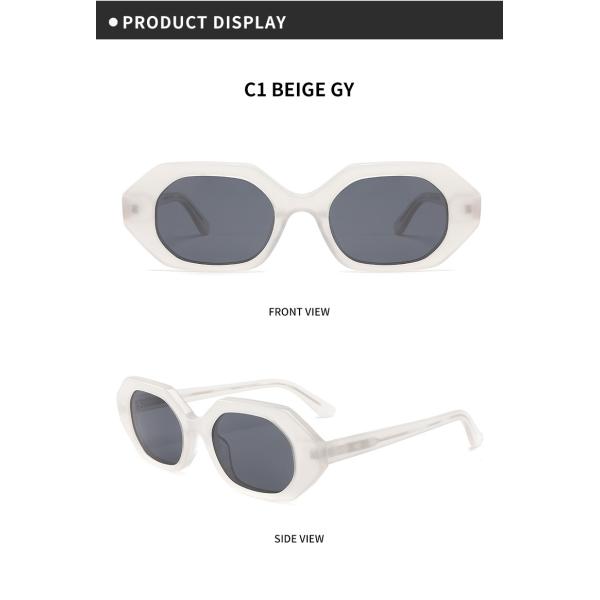 Polygonal frame Round Acetate Sunglasses Oval Lens Geometric Fashion