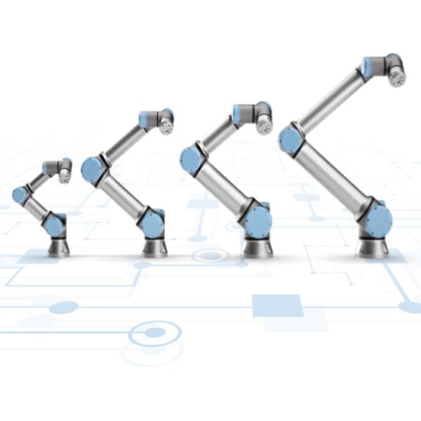 UR 3e collaborative table-top robot used to picking, assembling, and placing parts generally industrial robots arm