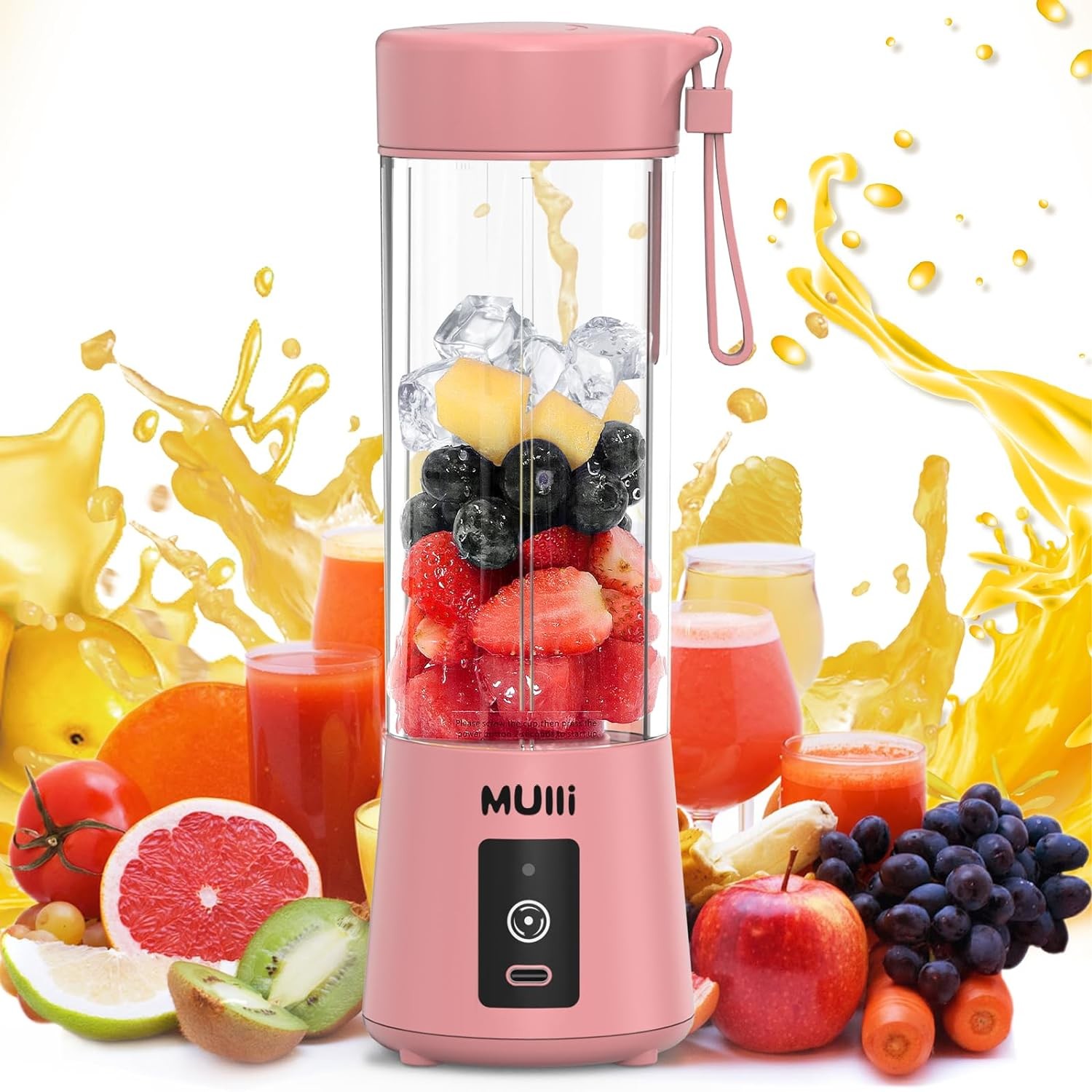 Portable and Safe Mulli Blender with Six Blades for Grinding Blending and More Braising Cups