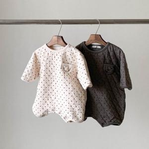 China Baby Quilted Romper With Cream And Charcoal Brown Cloud Island Infant Rompers on sale