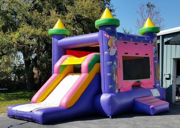 Quality Purple Castle Princess 4 In 1 Combo Bounce House Water Slide Combo Popular for sale