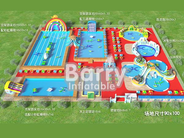 Quality Commercial inflatable water park equipment , metal frame inflatable amusement park for sale