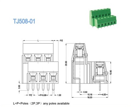 EurosTyle PCB Terminal Block Pitch 5.08mm / Right Angle Terminal Blocks
