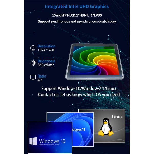 15" IP65 Fanless Industrial Touch PC with Intel J6412 Processors