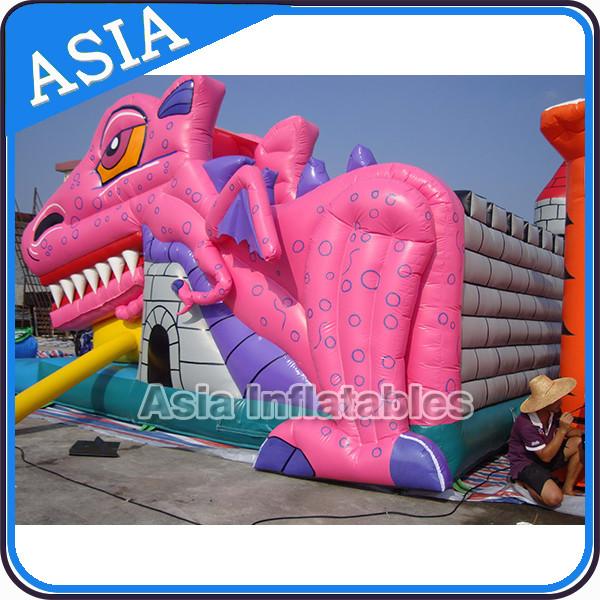 Quality Lovely Inflatable Pink Snappy Dragon Bouncy Castle For Backyard Games for sale