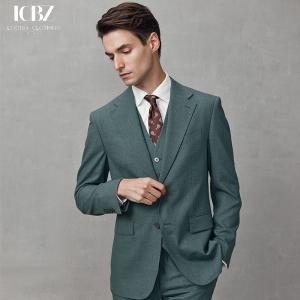 China Formal Business Jacket in Grass Green Wool/Silk Fabric for Men's Slim Fit and Design on sale