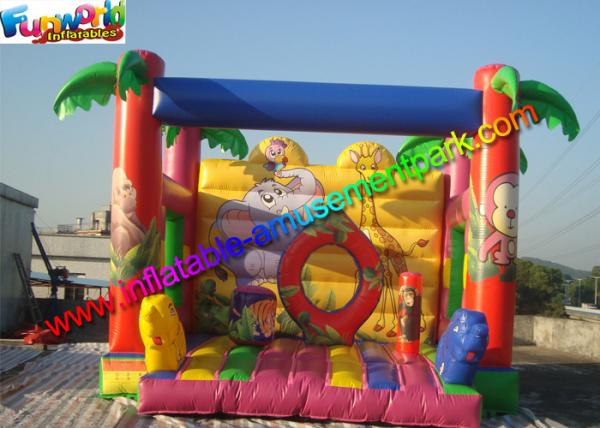 Quality Full Printing Zoo Bouncy Jumping Castles , Moonwalk Bouncer With PVC tarpaulin for sale