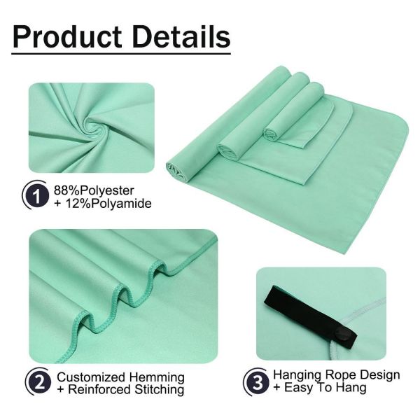 Lightweight Custom Logo Solid Color with Mesh Bag Microfiber Gym Towel