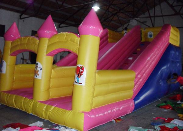 Quality Girls Pink Large Inflatable Slide , PVC Tarpaulin Princess Ground Kids Inflatable Slide for sale