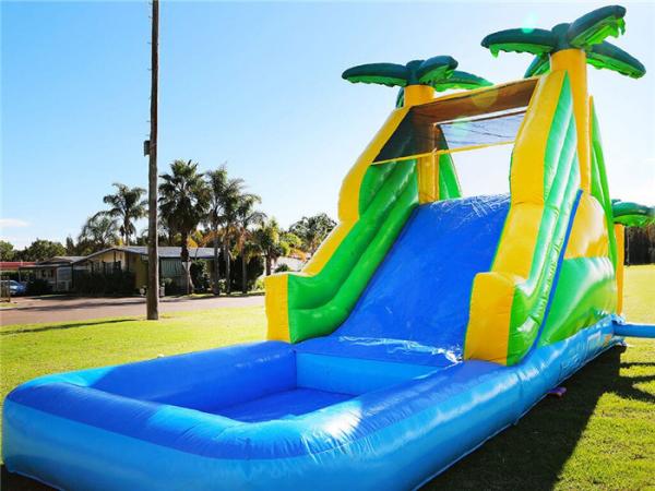 Quality Industrial Residential Tropical Small Pool Inflatable Water Slides 9mL X 3mW X 4.5mH for sale