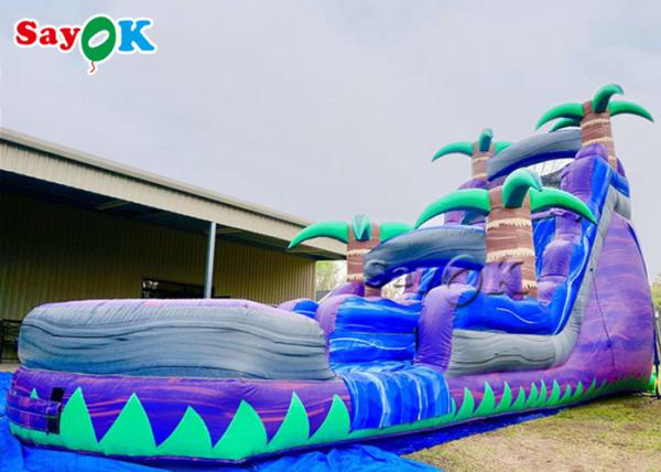 Quality Commercial Inflatable Slide Water Park Purple Crush Dual Lane Inflatable Water Slide for sale