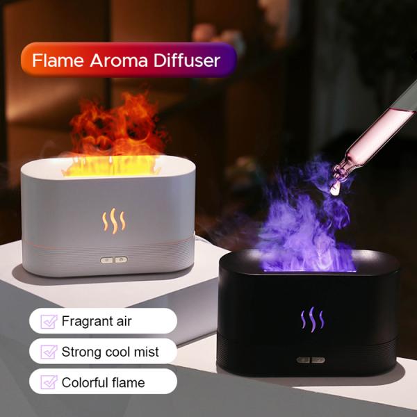 Newest Hot Sell Luftbefeuchter 180Ml Colorful Aroma RGB Led Diffuser 3d Flame Humidifier Ultrasonic Oil Flame Aroma Diffuser