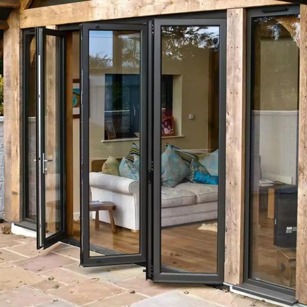 Eco Friendly Aluminum Folding Door Office Thermal Break Folding Patio Doors