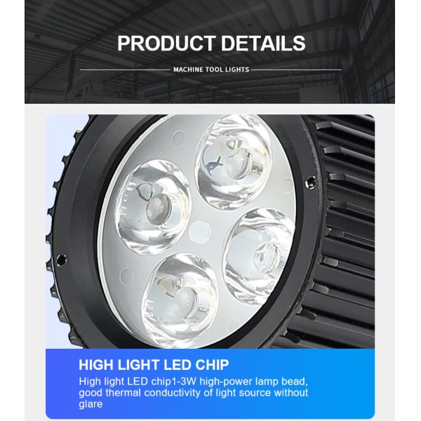 Waterproof LED Gooseneck Work Light AC 220V Easy Installation For CNC Machine