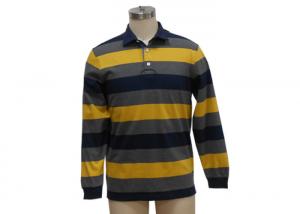 Wholesale Black And Yellow Mens Knitted Polo Shirt , Long Sleeve Collar T Shirt With Pocket from china suppliers