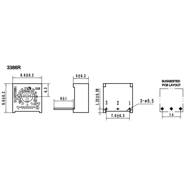 10% Trimmer Potentiometer 104 Trimpot 3386 Series Customized