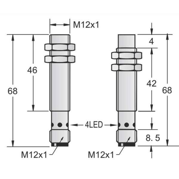 M12 24VDC Cylindrical Long Range Inductive Proximity Sensor For Metal Detection With M12 Plug