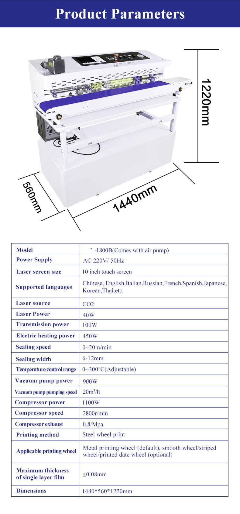 CSM-810 Vertical Band Sealer Laser Coder Foil Film Food Packaging