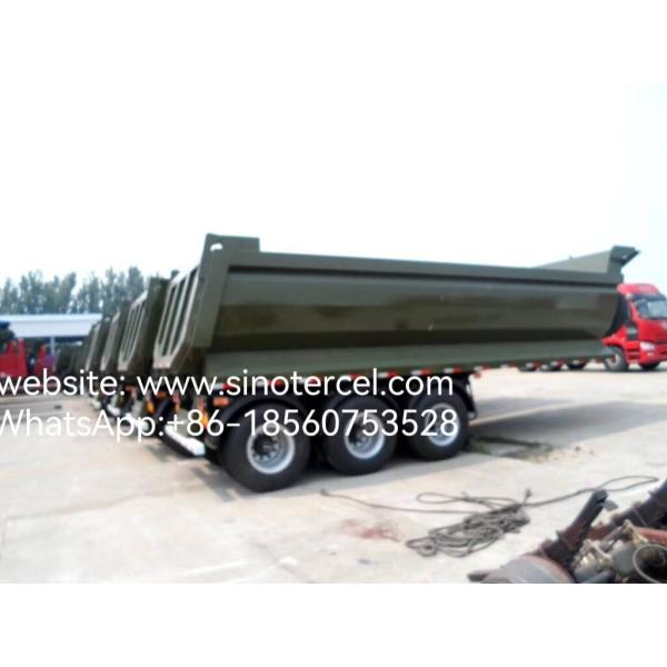 3 Axle Hydraulic Dump Tipper Semi Trailer Time Saving Convenient Rectangular Container U-shaped Container Available