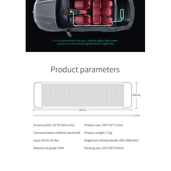 IP64 Interactive Car Led Screen For Advertising And Safety Alerts Holiday Greetings
