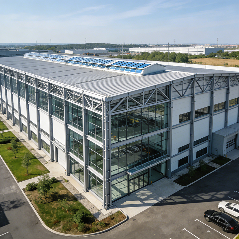 Wind Resistant Prefabricated Steel Frame Building with CE Certification for Commercial Use